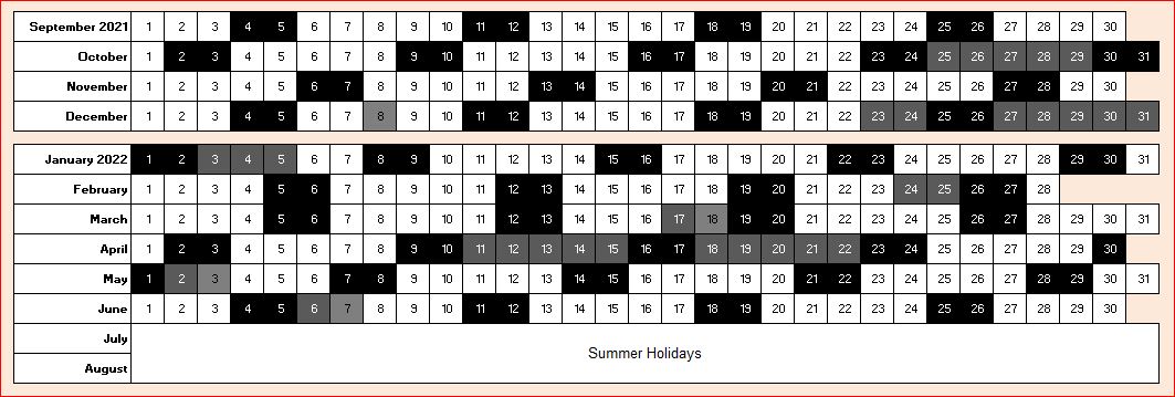 Holiday Calendar 2021-22 